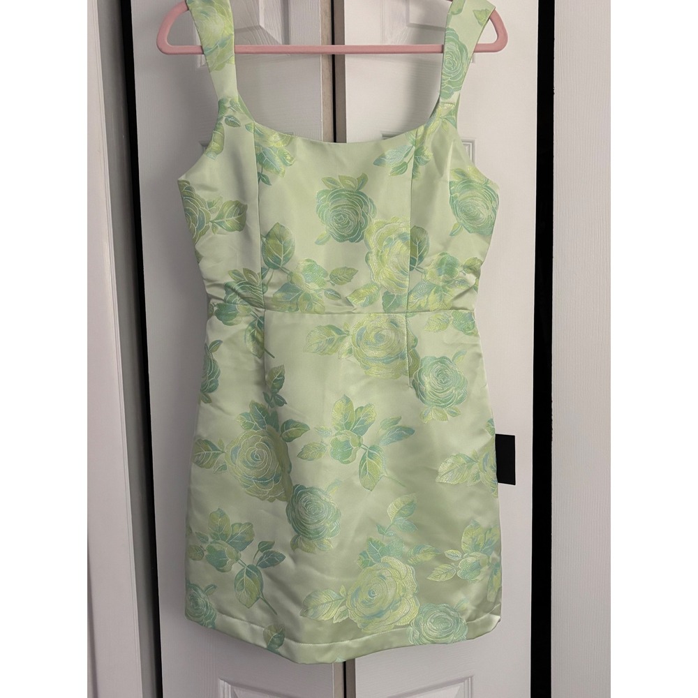 NWT Lulus Brighter Side Floral Jacquard Mini Dress M MSRP $69 Green - Picture 5 of 12